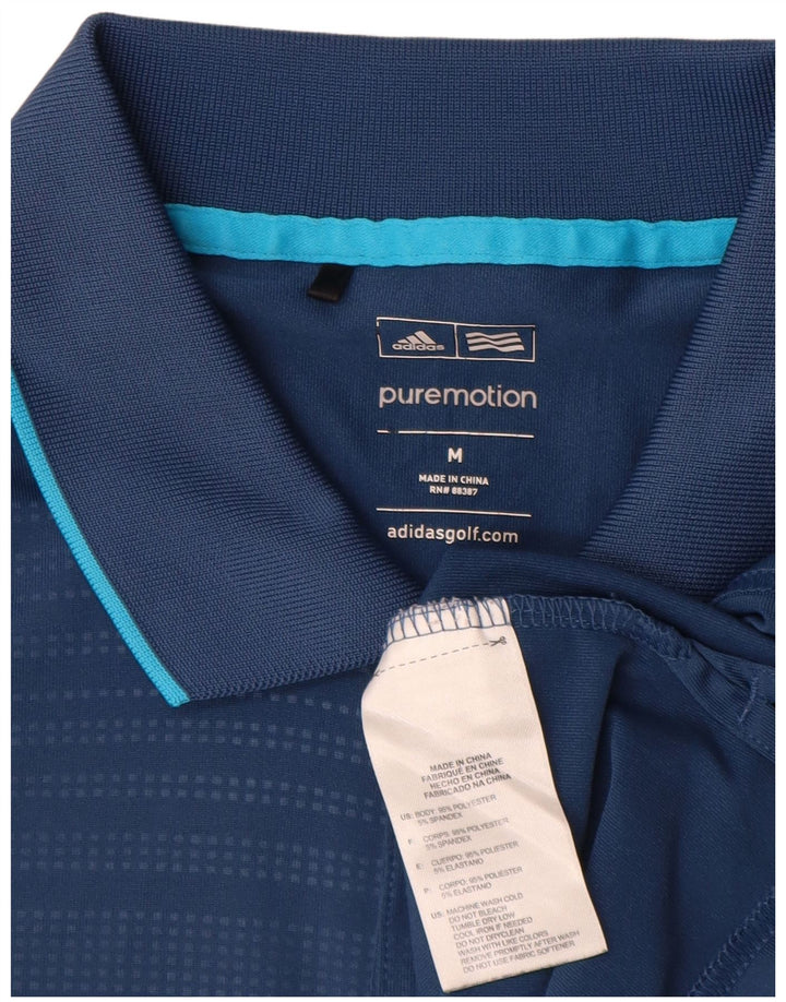 Polo Adidas da uomo media in poliestere a righe blu navy