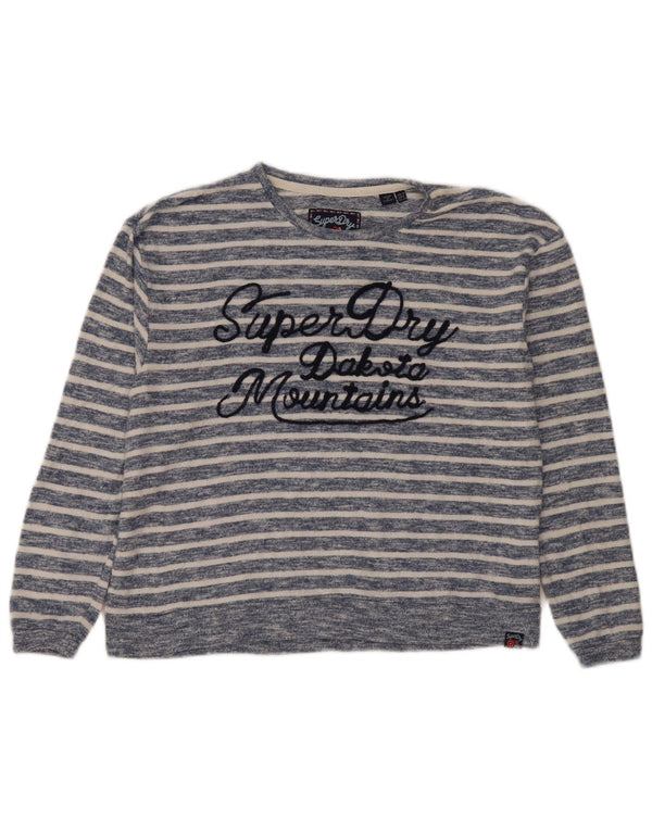 Maglione da donna con scollo a barca con grafica Superdry UK 12 blu navy medio