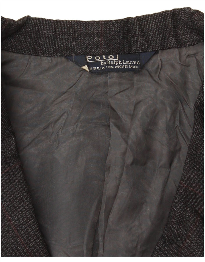 Giacca blazer doppiopetto da uomo Polo Ralph Lauren UK 40 grande quadri grigi