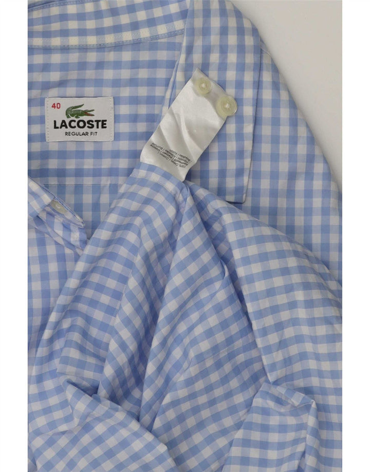 Camicia Lacoste da uomo vestibilità regolare taglia 40 cotone a quadretti blu medio