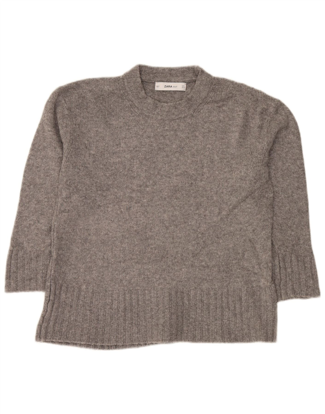 Maglione girocollo oversize da donna Zara UK 10 piccolo grigio screziato