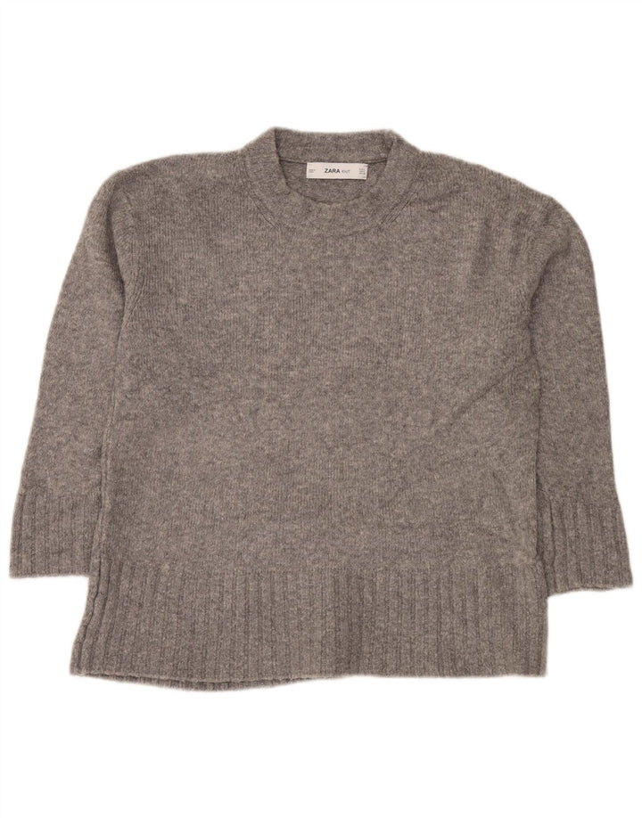 Maglione girocollo oversize da donna Zara UK 10 piccolo grigio screziato