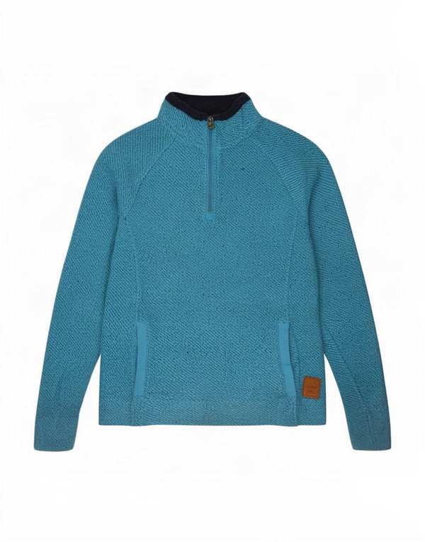 Felpa da donna con collo con zip Weird Fish, maglione UK 10, piccolo cotone blu
