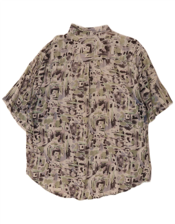 Camicia a maniche corte vintage da uomo con motivo astratto XL Rayon multicolore