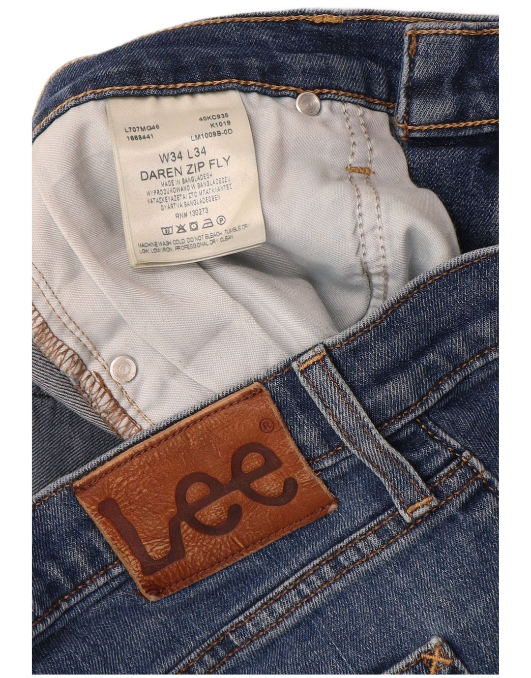 Jeans dritti da uomo Lee Daren Zip Fly W34 L26 cotone blu