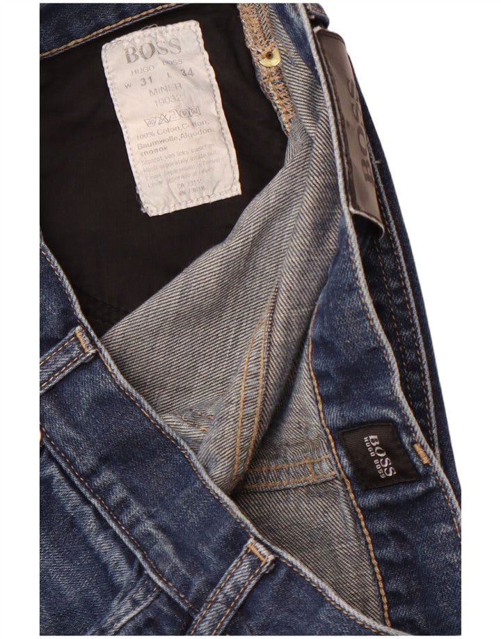 Jeans dritti da uomo HUGO BOSS W31 L34 cotone blu navy