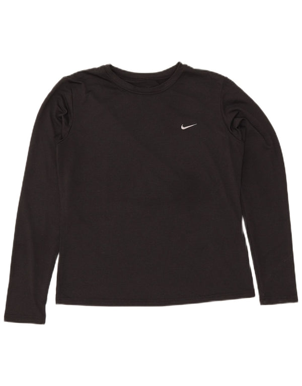 Top NIKE Dri Fit da donna a manica lunga US 8/10 medio poliestere nero