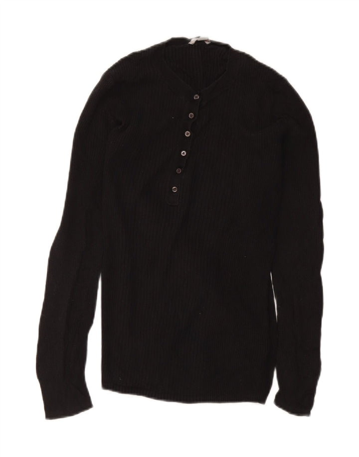 Gap Donna Maglia Regular Fit Top Manica Lunga UK 12 Viscosa Nera Media