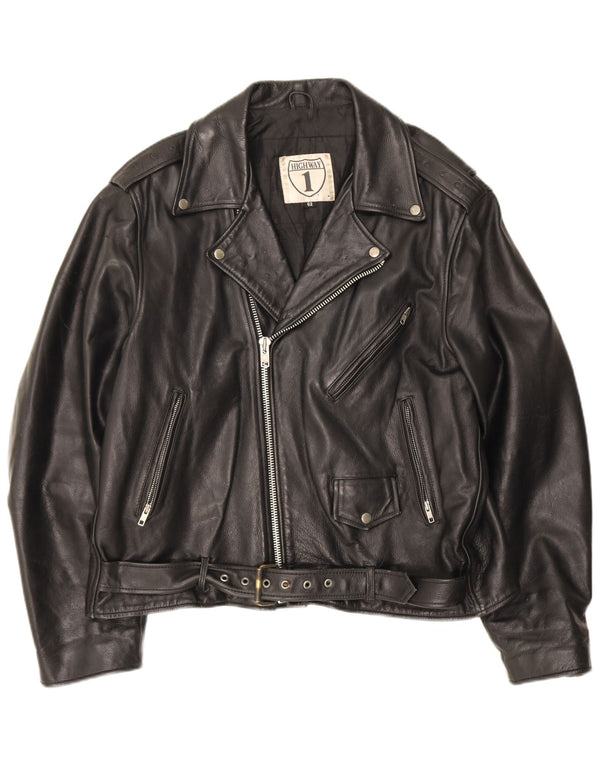Giacca da motociclista in pelle da uomo Highway 1 taglia 62 4XL pelle nera