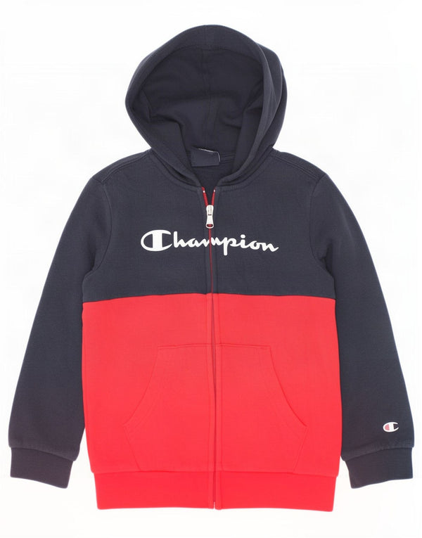 Felpa con cappuccio e zip grafica Champion per ragazzi 5-6 anni XS Colorblock rosso