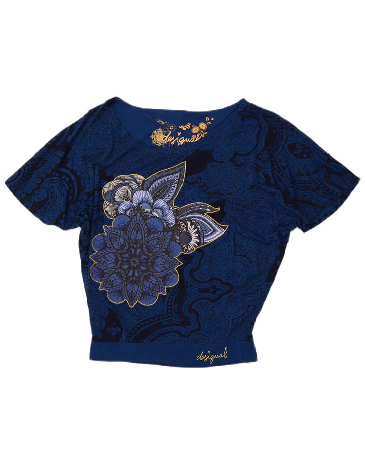 DESIGUAL Camicetta oversize a pipistrello da donna Top UK 10 Piccolo blu Paisley