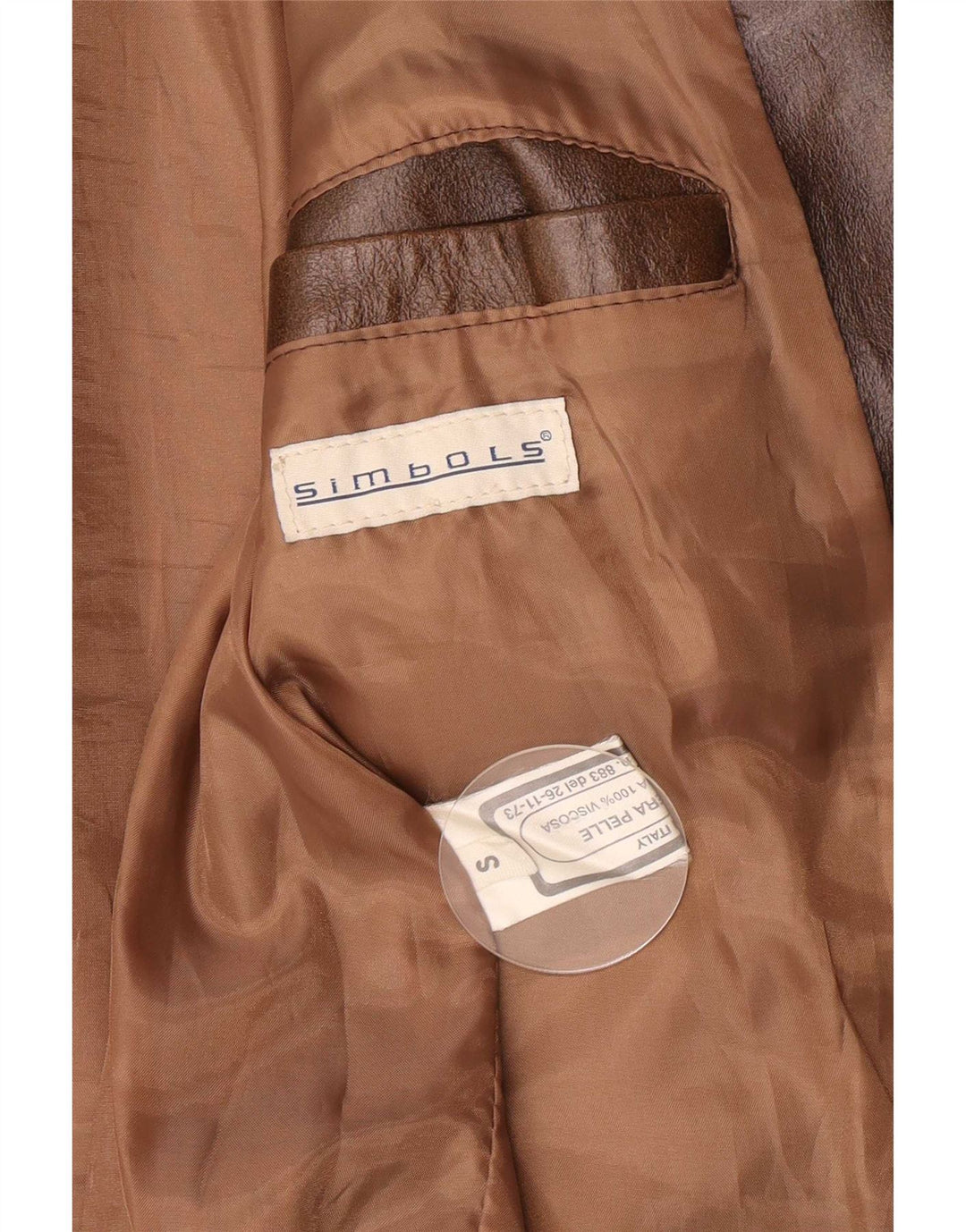 Giacca in pelle vintage da uomo UK 36 piccola marrone classica
