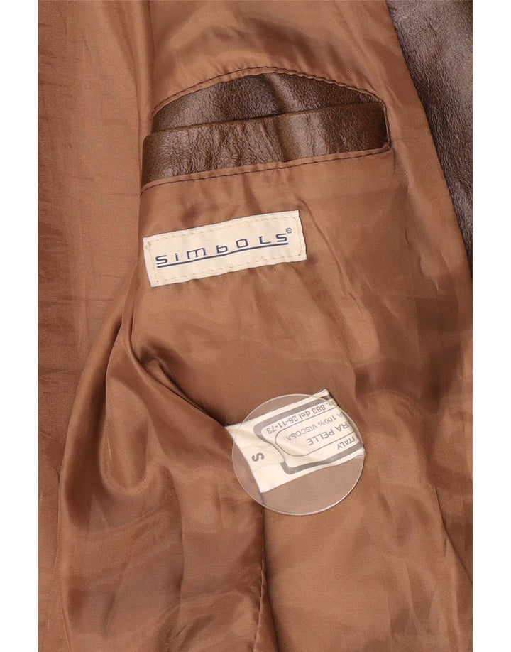 Giacca in pelle vintage da uomo UK 36 piccola marrone classica