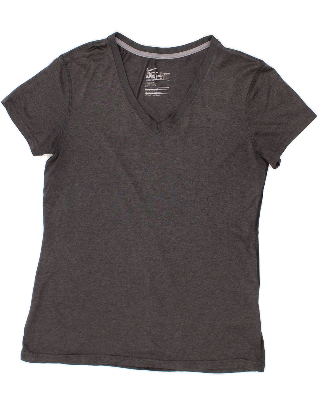 NIKE Womens Dri Fit Regular Fit T-Shirt Top UK 12 Medium Grey Polyester Vintage Nike and Second-Hand Nike from Messina Hembry 