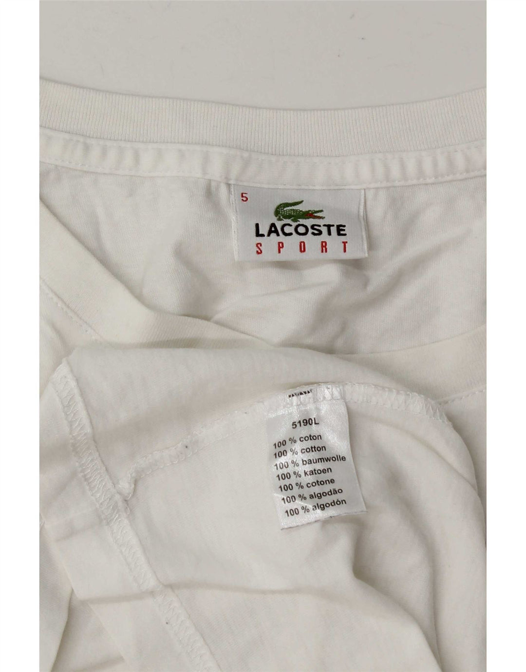 T-shirt da uomo Lacoste taglia 5 grande in cotone bianco