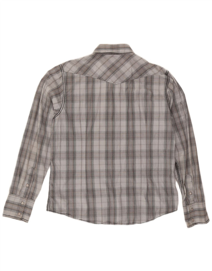 Camicia da uomo slim fit BKE in cotone a quadri grigio medio