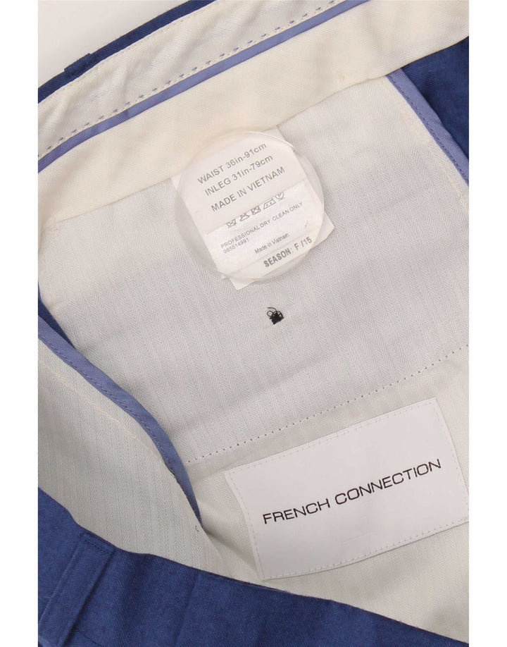 Pantaloni da abito dritti da uomo French Connection W36 L31 lana blu