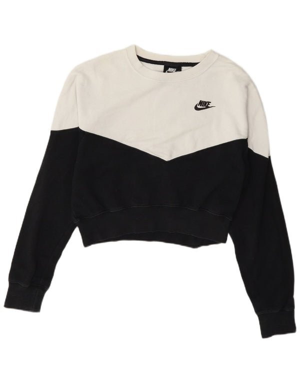 Felpa corta da donna Nike UK 10 Small White Colourblock Cotton