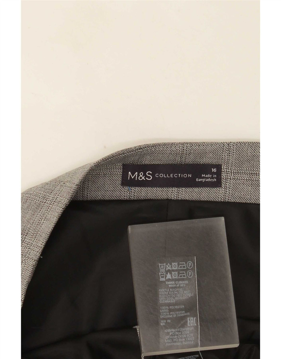 Gonna a tubino da donna Marks & Spencer UK 16 Large W36 Poliestere grigio