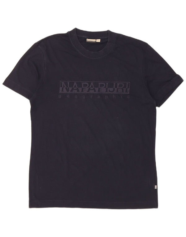 T-shirt grafica da uomo Napapijri Top grande in cotone blu navy