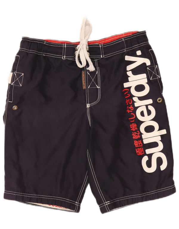 Pantaloncini da bagno grafici da uomo Superdry poliestere medio blu navy