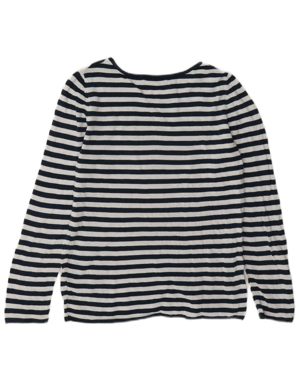 Top da donna vintage a maniche lunghe UK 12 cotone a righe nere medie