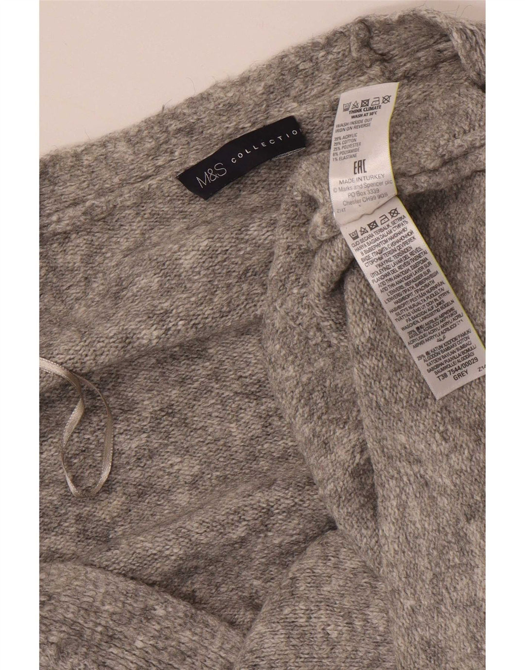 Maglione cardigan oversize da donna Marks & Spencer UK 18 XL grigio chiazzato