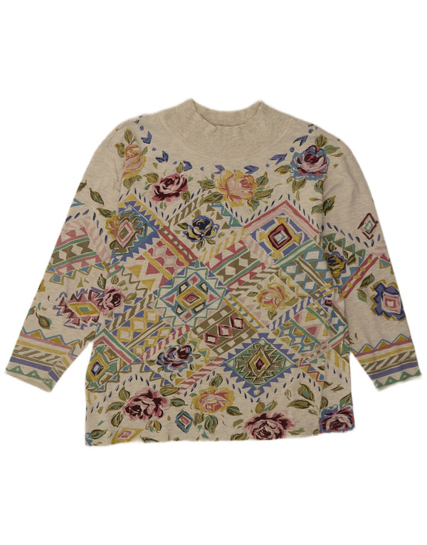 Camicetta da donna Together Top UK 14 Bohemien in cotone floreale verde medio