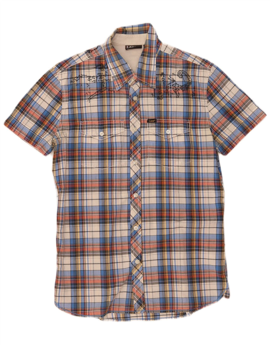 Camicia a maniche corte grafica da uomo Lee in cotone a quadri multicolore medio