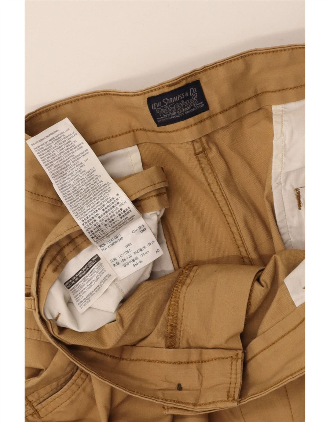 LEVI'S Mens Cargo Shorts W42 2XL Beige Cotton