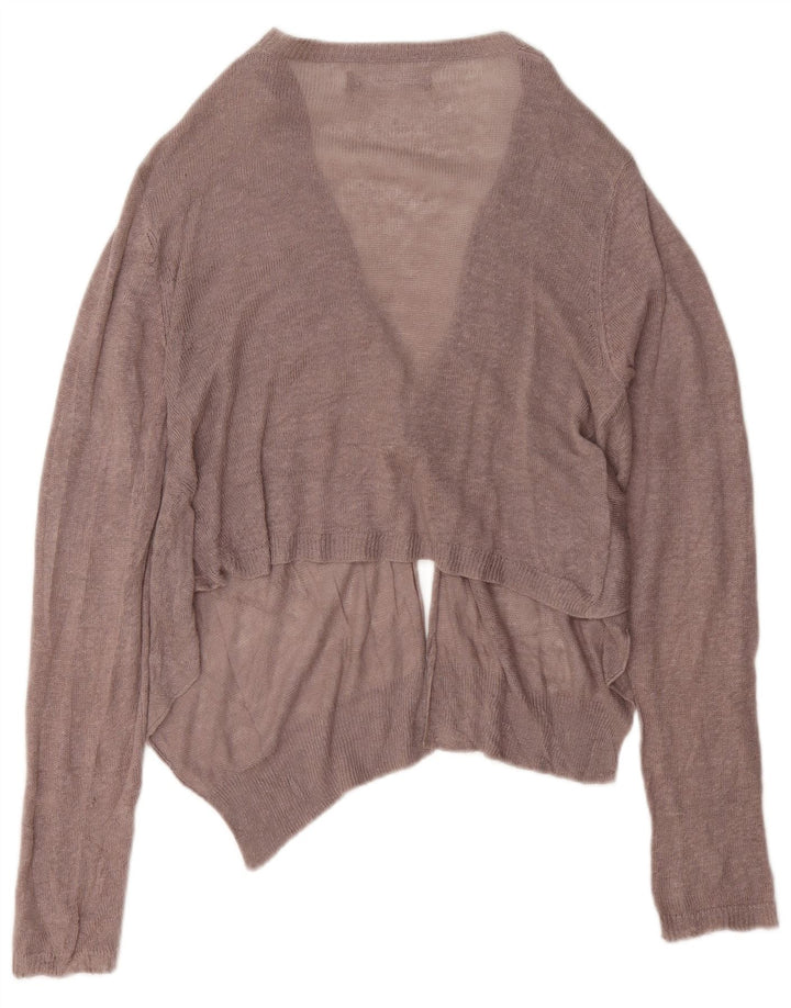 Maglione cardigan corto da donna Zara UK 12 Lino marrone medio