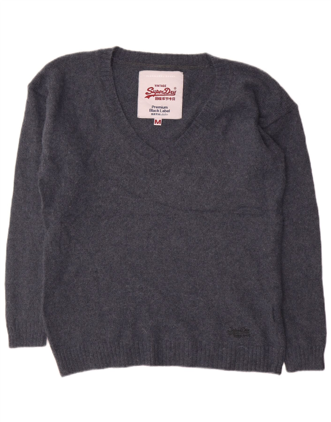 Maglione da donna con scollo a V SUPERDRY UK 14 Nylon blu navy medio