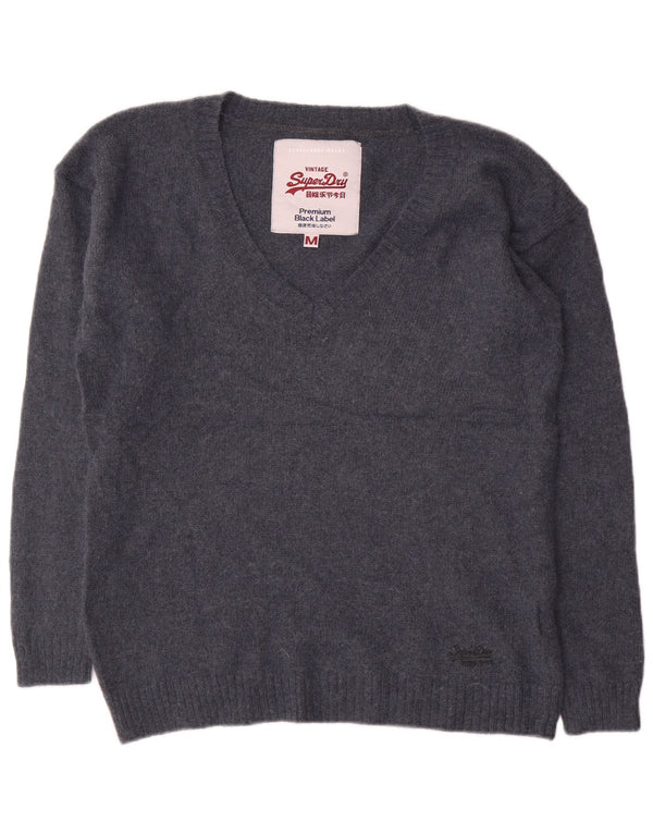 Maglione da donna con scollo a V SUPERDRY UK 14 Nylon blu navy medio