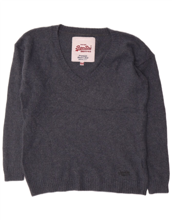 Maglione da donna con scollo a V SUPERDRY UK 14 Nylon blu navy medio