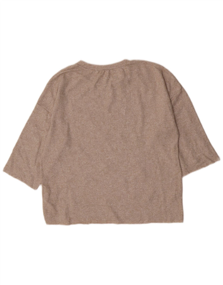 Camicetta Zara da donna con maniche a 3/4 UK 14 Viscosa chiazzata beige medio