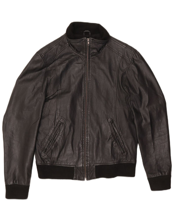 Giacca in pelle da donna censurata UK 14 Grande pelle nera