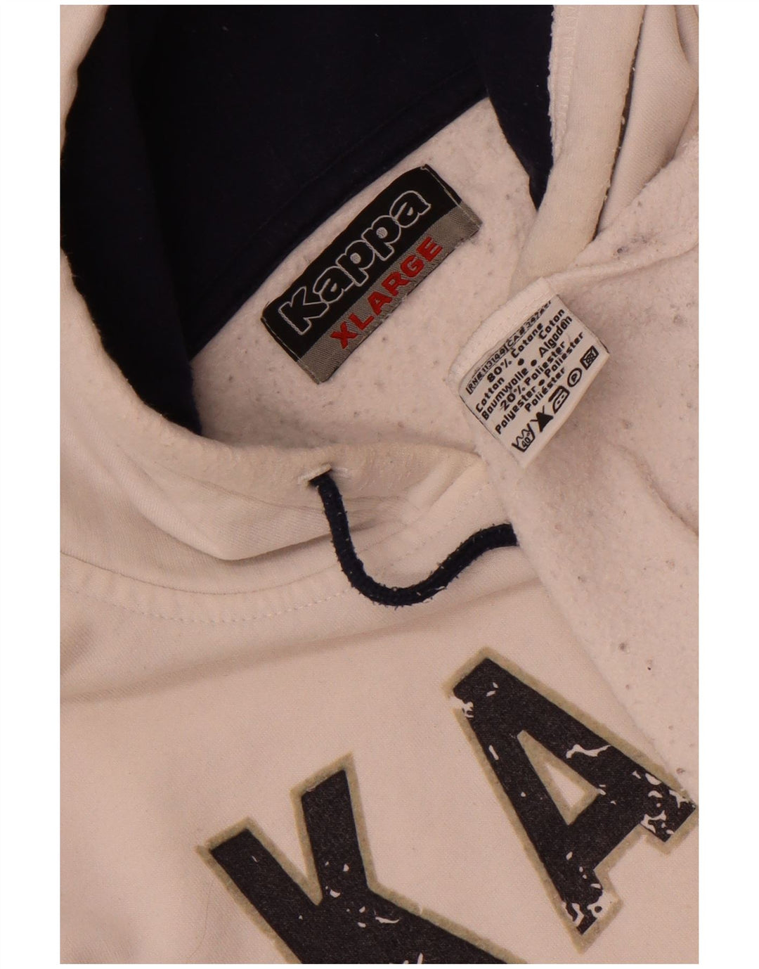 Felpa con cappuccio grafica da uomo Kappa XL in cotone a righe bianche