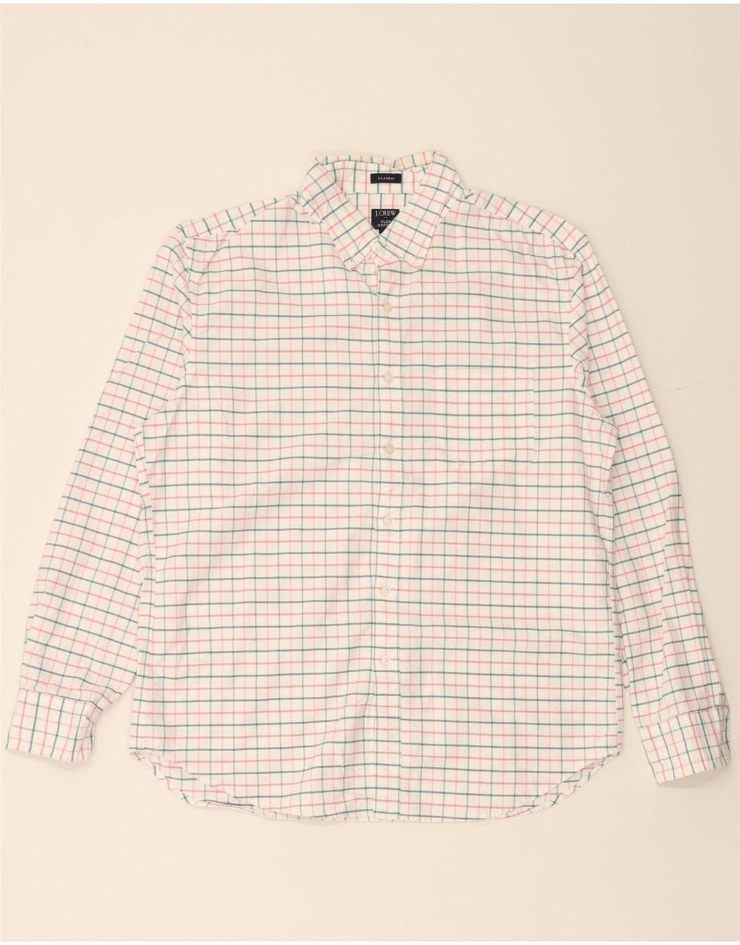 J. CREW Camicia da uomo Flex Oxford vestibilità classica grande cotone a quadri bianchi