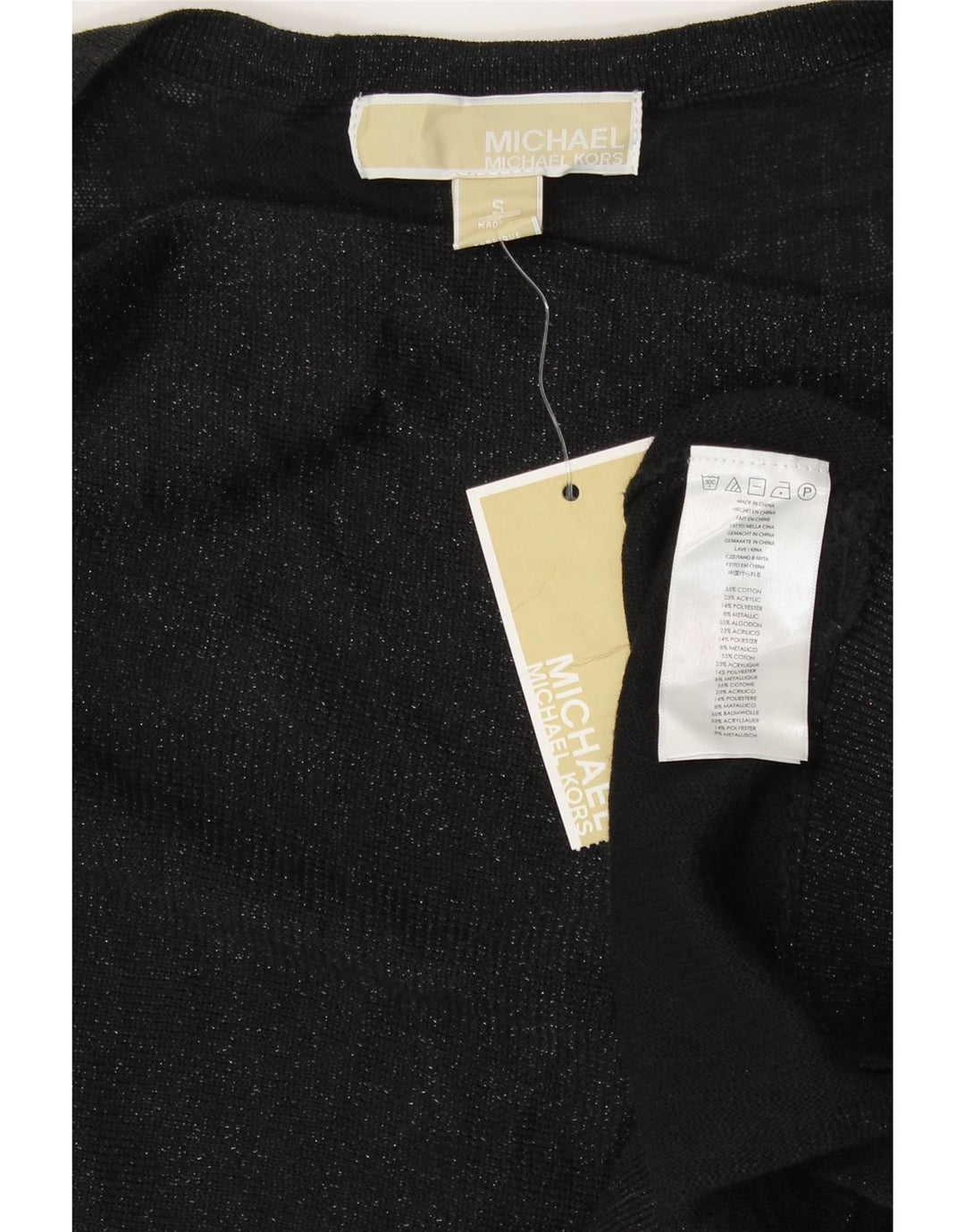 Camicetta senza maniche da donna Michael Kors Top UK 10 piccolo cotone nero