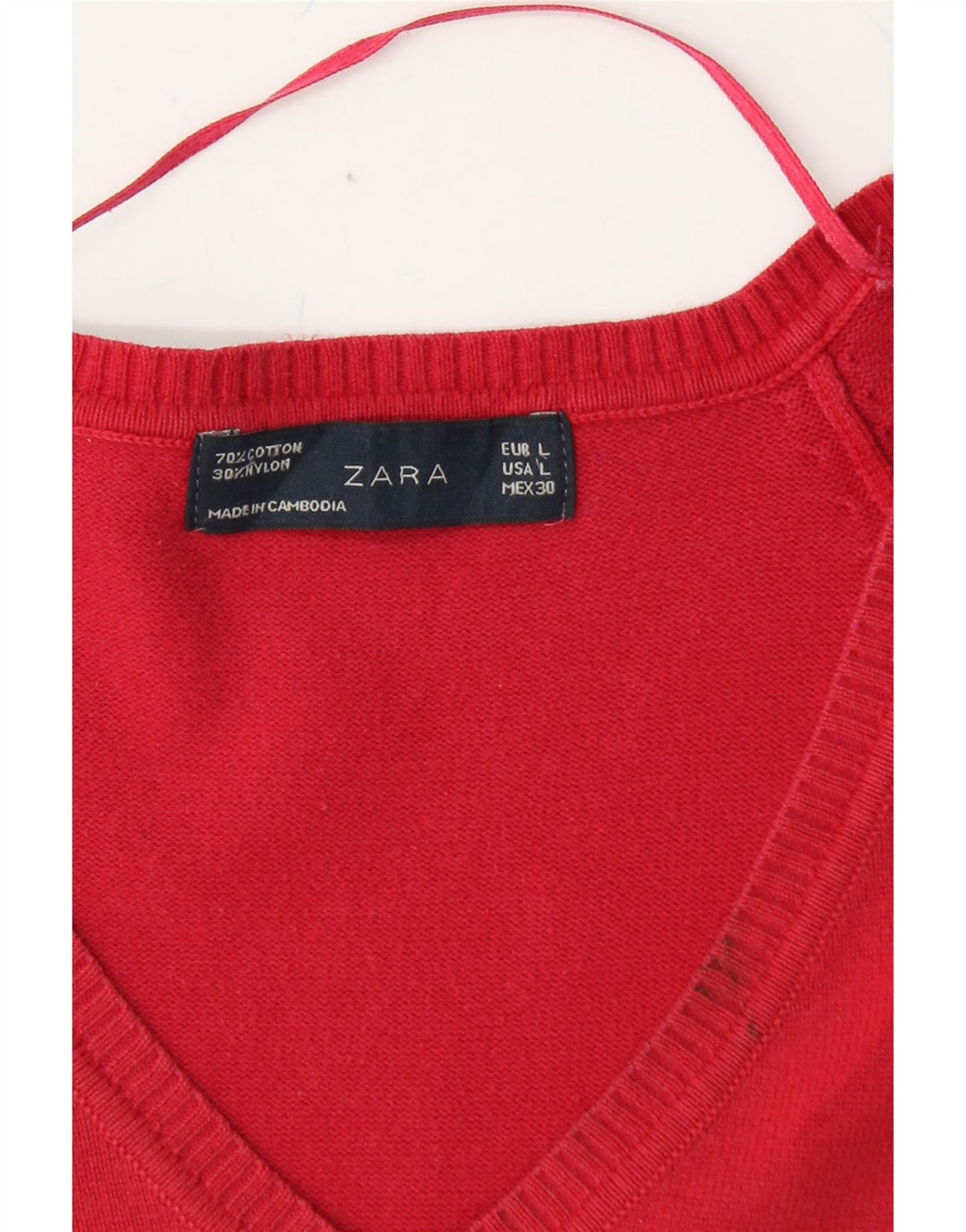 ZARA Womens V-Neck Jumper Sweater UK 14 Large Red Vintage Zara and Second-Hand Zara from Messina Hembry 