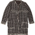 Soprabito aperto da donna Zara UK 10 piccolo cotone pied de poule nero