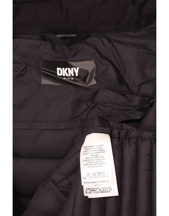 Cappotto imbottito con cappuccio da donna Dkny UK 12 medio poliestere nero