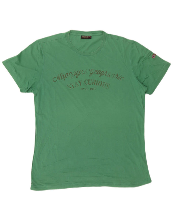T-shirt grafica da uomo Napapijri Top XL in cotone verde