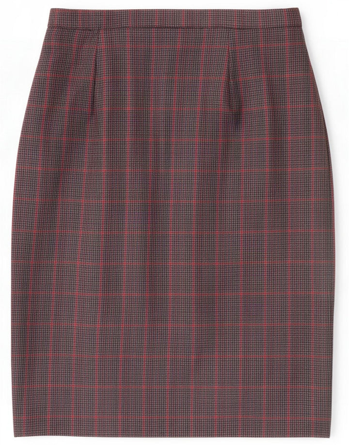 Gonna a tubino vintage da donna piccola W26 scozzese grigia