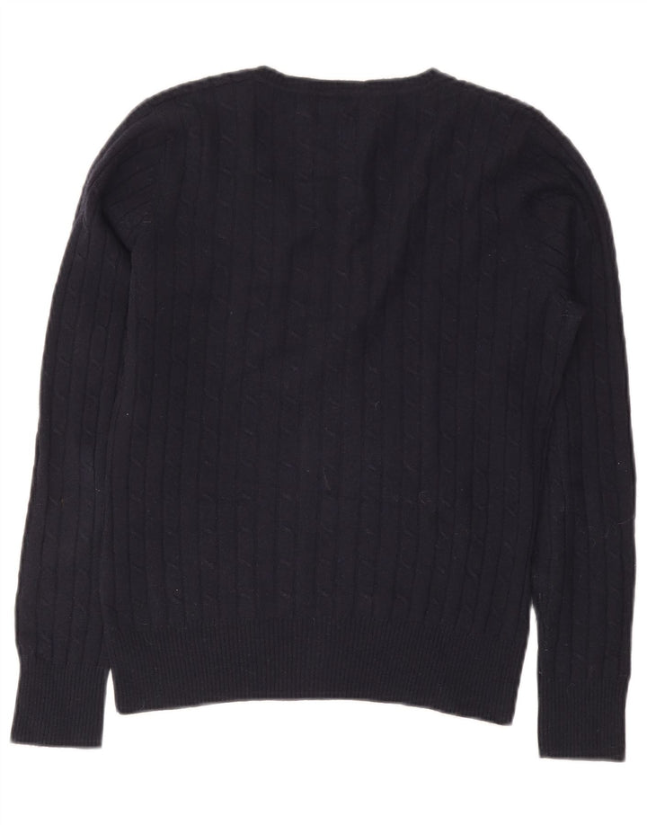 Gant maglione da donna con scollo a V UK 14 grande lana blu navy
