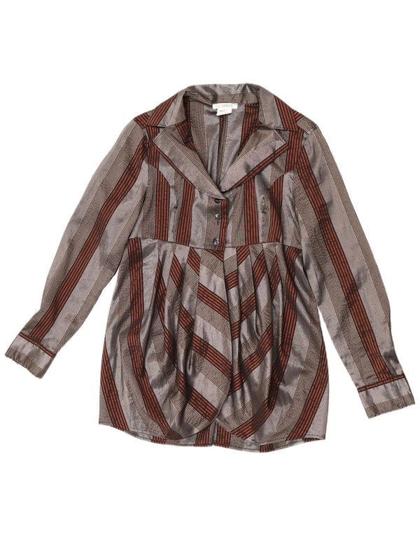Camicetta a camicia lunga da donna Naracamicie UK 12 Grigio medio a righe