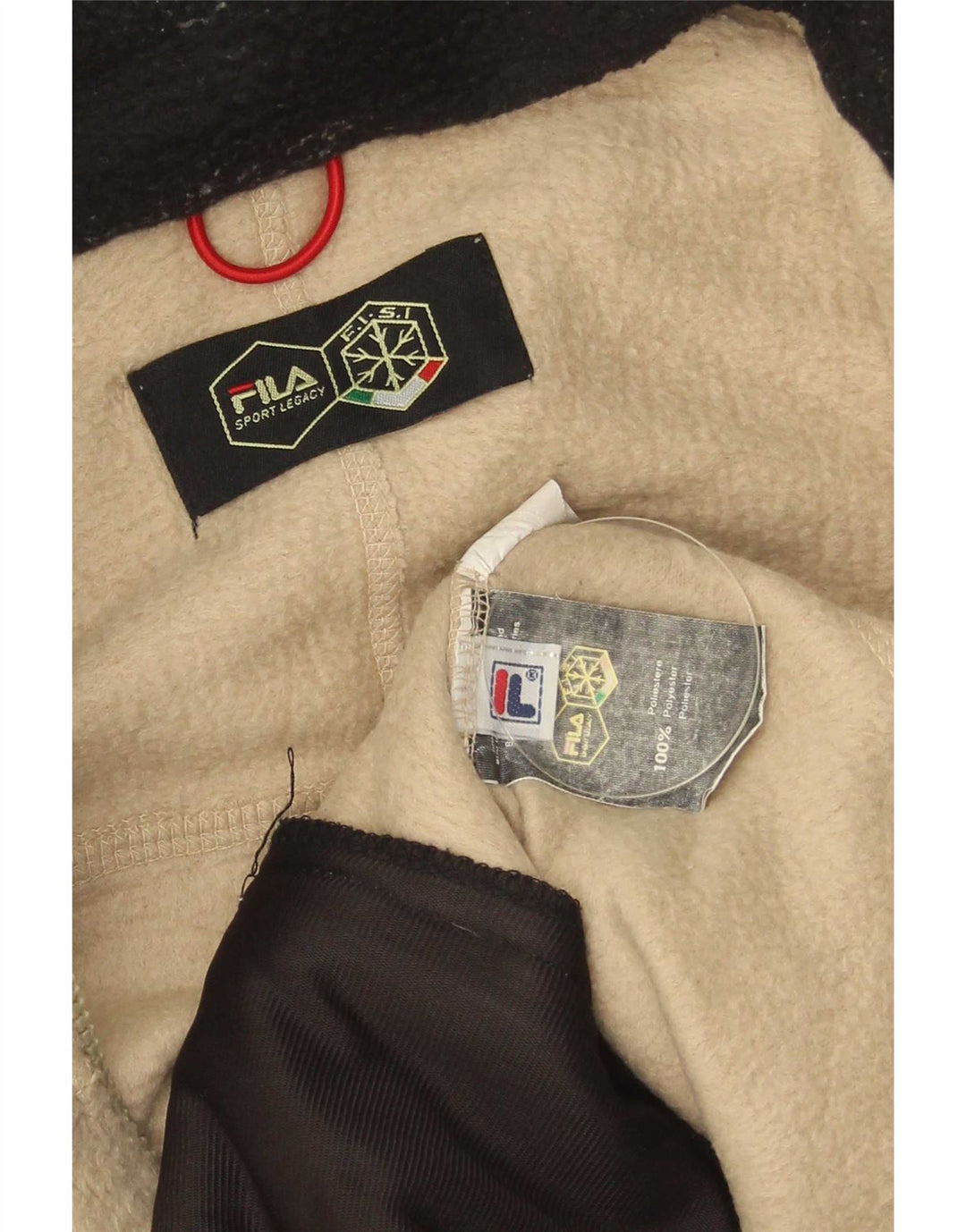 Giacca in pile da uomo Fila UK 40 Large Beige Colourblock Poliestere