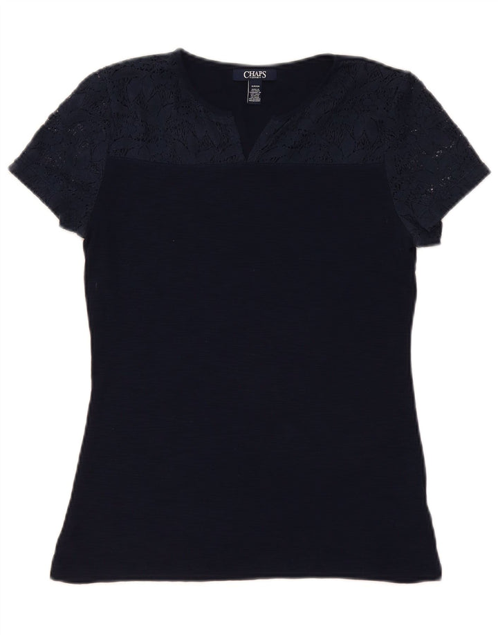 Camicetta da donna Chaps Top UK 10 piccolo cotone floreale blu navy