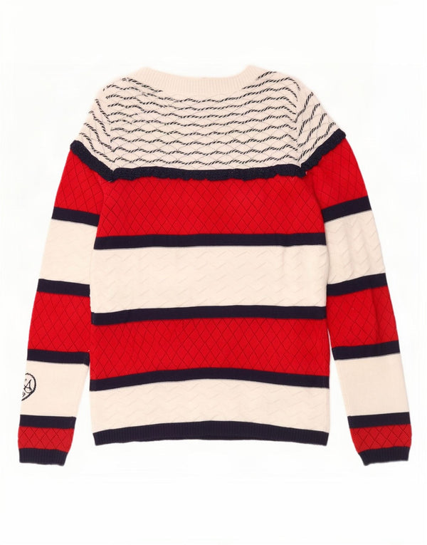 Desigual Donna Maglione con scollo a barchetta Maglione UK 10 Piccolo cotone a righe bianche