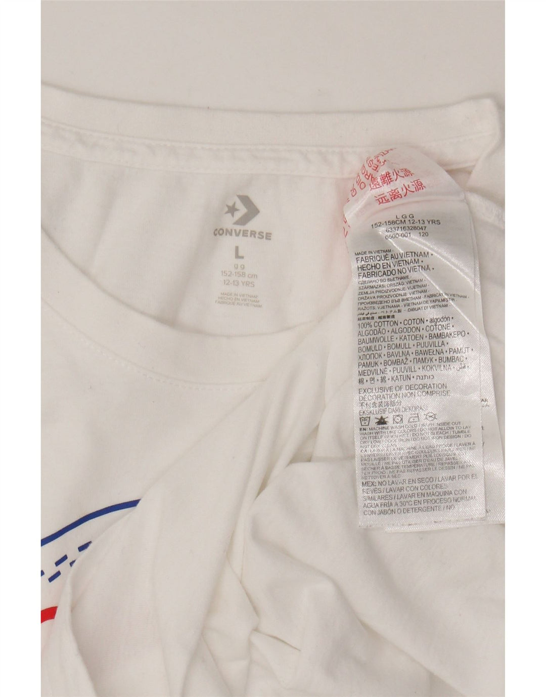 CONVERSE Boys Graphic T-Shirt Top 12-13 Years Large White Cotton